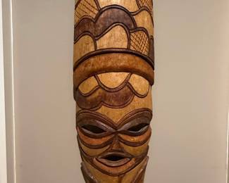 Hand-Carved Wooden Tiki Mask