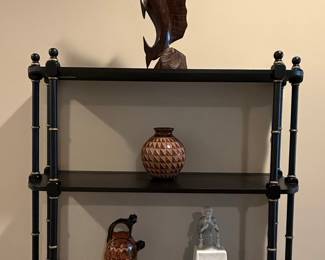 Vintage Chinoiserie Pagoda Style Faux Bamboo Wall Shelf