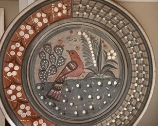 Vintage Jose Bernabe Tonalá Mexican Folk Art Pottery Plate