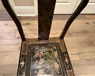 Vintage Chinese Chinoiserie Black Lacquer Side Chair