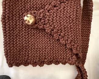 Handmade Brown Crochet Shoulder Bag