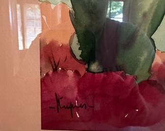 Mediterranean Landscape Watercolor Painting by R. Kuples