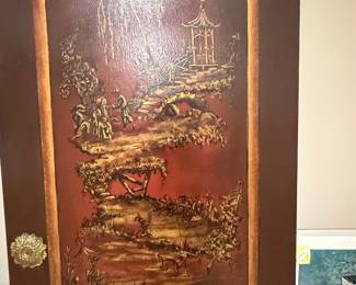 Vintage Chinoiserie Decorated Door Panel
