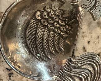 Vintage Cast Aluminum Rooster Serving Bowl