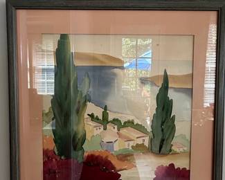 Tuscan Landscape Watercolor Painting Signed "Kupka"
