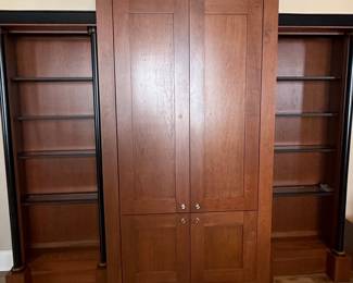 Custom Cherry Wood Entertainment and Display Wall Unit