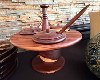 Vintage Mid-Century Modern Wooden Condiment Server with Spoons
