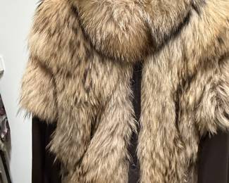 Vintage Raccoon Fur Jacket with Contrasting Sleeves
