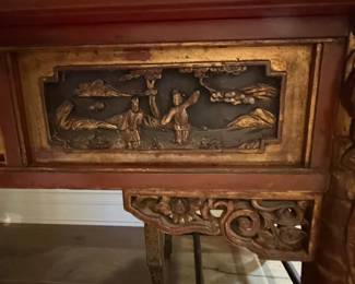 Vintage Chinese Chinoiserie Black Lacquer Side Chair
