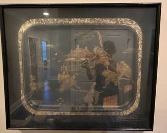 Vintage Chinoiserie Cork Diorama Framed Art