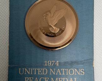 1974 United Nations Peace Medal (Solid Bronze)