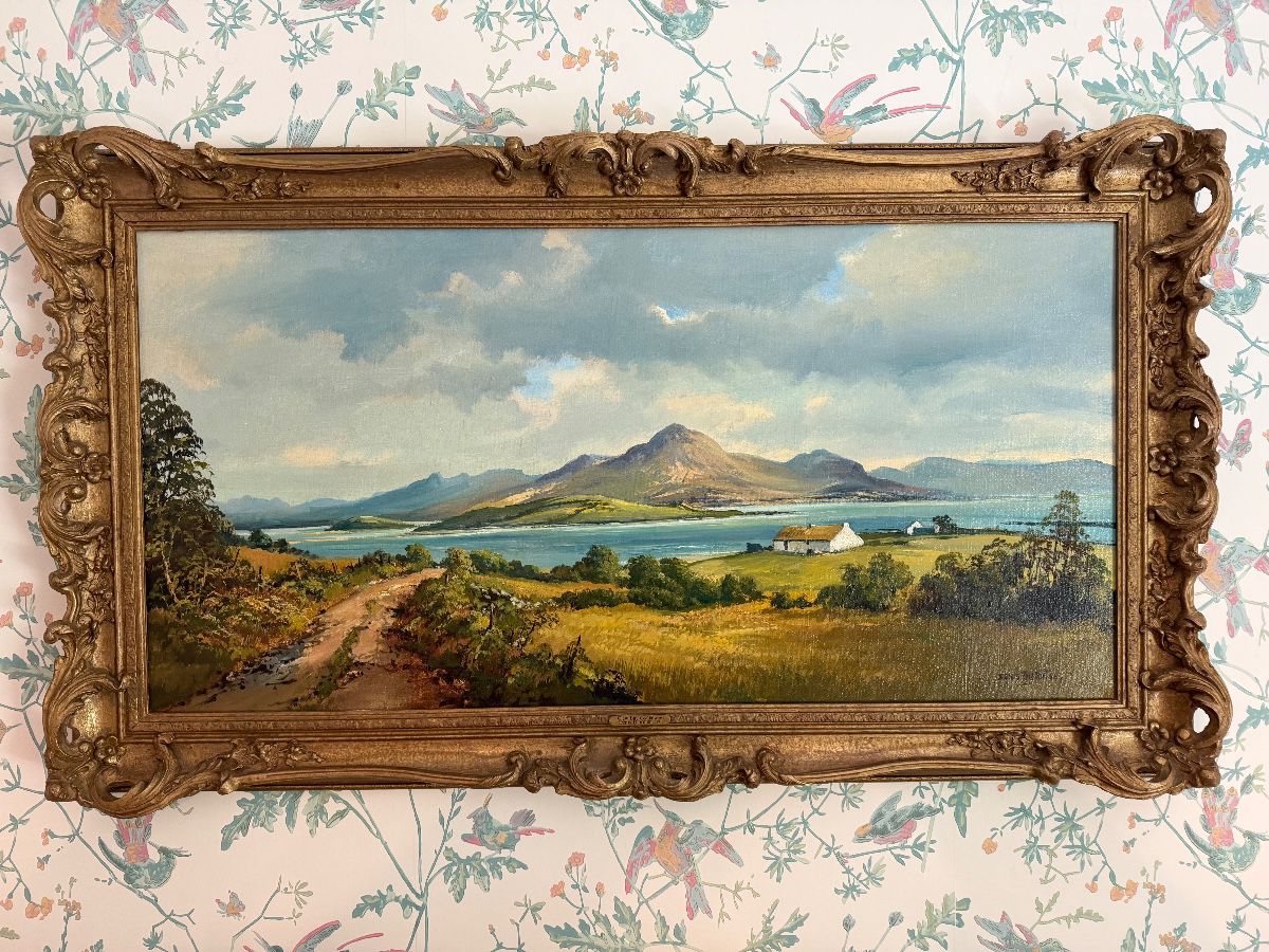 Original post-war painting of Clew Bay County, Galloway, IRL, Denis Thornton 23” x 48”