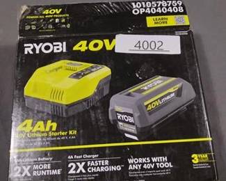 RYOBI 40V Lithium-Ion 4.0 Ah Battery and Fast Charger Kit