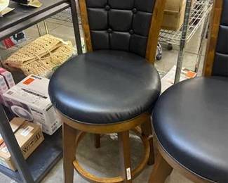 High Back Wood Swivel Bar Height Stool 