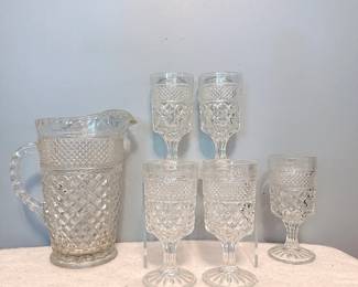 Anchor Hocking Wexford Glass Pitcher & Glasses