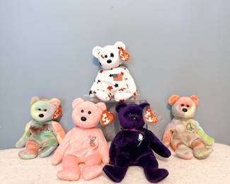 Beanie Babies - Glory the Bear, Peace Bear, "Mum" Bear, "Princess" Bear, 