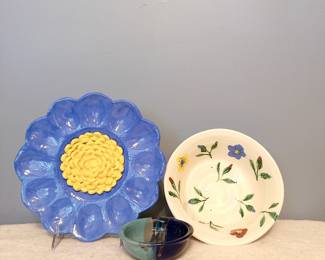 Decorative flower egg plate, hand painted floral bowl