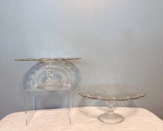 Pair of Indiana Glass Teardrop Pedestal Cake Stands