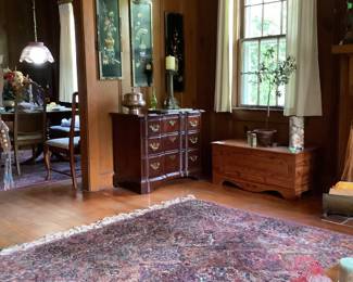 As you can see, there are two Karastan rugs.  Beautiful colors and in excellent condition for their age.  Hard to find rugs like that now.