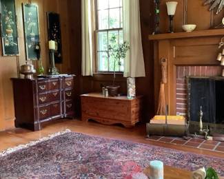 Another view of mantle with the lights and candles.