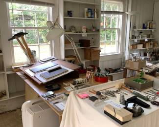 Inside the art studio with great light.