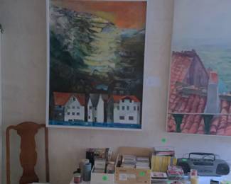 Just two of the beautiful oil paintings on canvas, Conrad Ross on the left and Janice K. Ross on right.