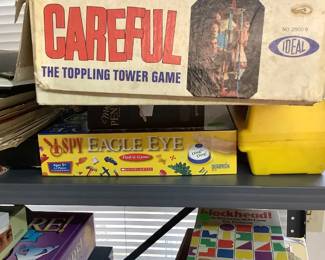 This is just a few of the many Vintage games available.  Also sets of checkers and all kind of playing cards.