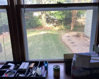 Looking out the window from studio to yard.