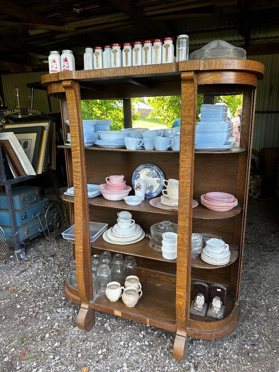 Tiger Oak mirrored shelf
