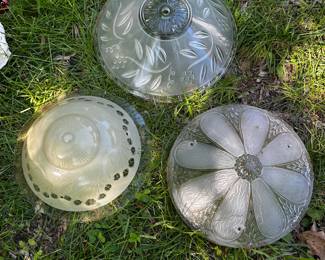 Light fixture shades- cute birdbath diy or yard art