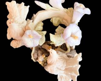 Figurine, doves, and flowers