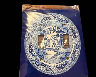 Blue and white switch plate