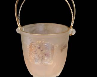 Silvestri Arte Murano Ice Bucket Small Cherub Crystal Gold Glass Orig Label