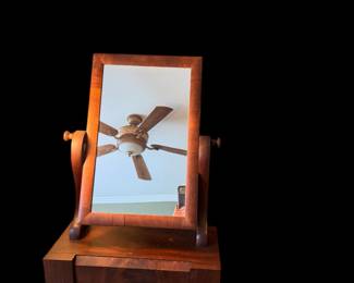 Antique Tabletop Wood Shaving Mirror Stand
