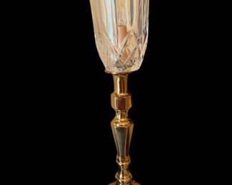 Pair of Crystal  and brass candle holders