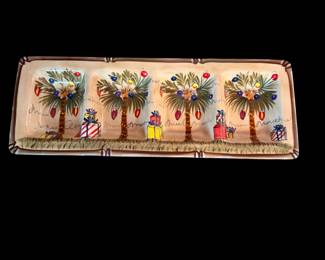 Tabletops Lifestyles Hand-Painted And Hand Crafted Bora Bora Christmas sectional dish