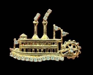 Vintage steam ship brooch