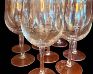 LUMINARC CRYSTAL SOLARA GOLD WINE GLASSES W/ GOLD RIMS)