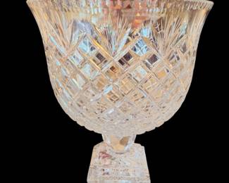 JACK BADASH Oxford Crystal Bowl Pedestal Trophy Vase 10"H Poland Glass