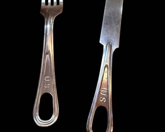 Mess kit stainless steel, knife, and fork