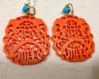 Kenneth Jay Lane. turquoise coral earrings