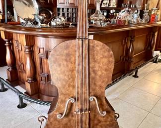 Cello-shaped wine and barware cabinet - approx 4'4" 