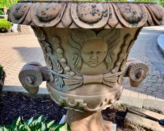 4 Stunning marble urns - approx. 3-1/2’  tall by 31” wide
