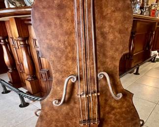 Cello-shaped wine and barware cabinet - approx 4'4" 
