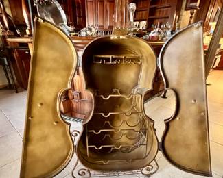 Cello-shaped wine and barware cabinet - approx 4'4" 