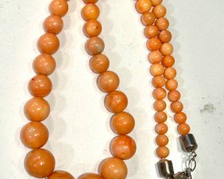 Sterling in orange coral necklace