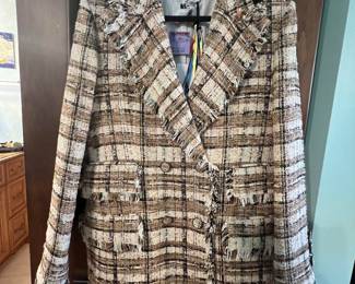 NEW - MSGM double-breasted check cotton blend tweed jacket 