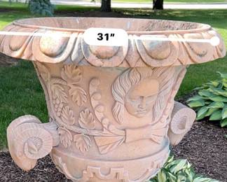 4 Stunning marble urns - approx. 3-1/2’  tall by 31” wide