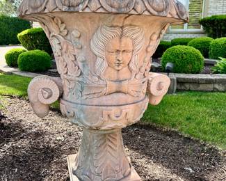4 Stunning marble urns - approx. 3-1/2’  tall by 31” wide