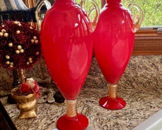 Matching Murano red vase - approx 24"